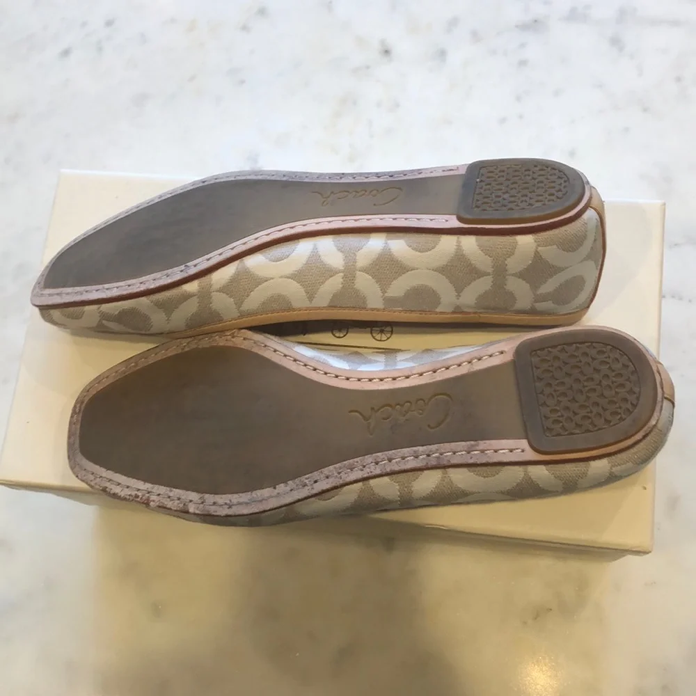 Coach Beige Signature Canvas Ballet Flats